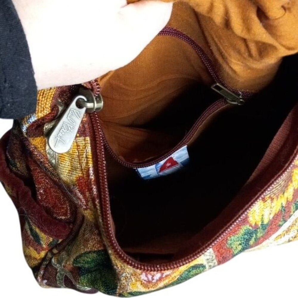 Paul Brent Backpack Bag Floral Tapestry Double Straps Top Handle - Picture 11 of 12